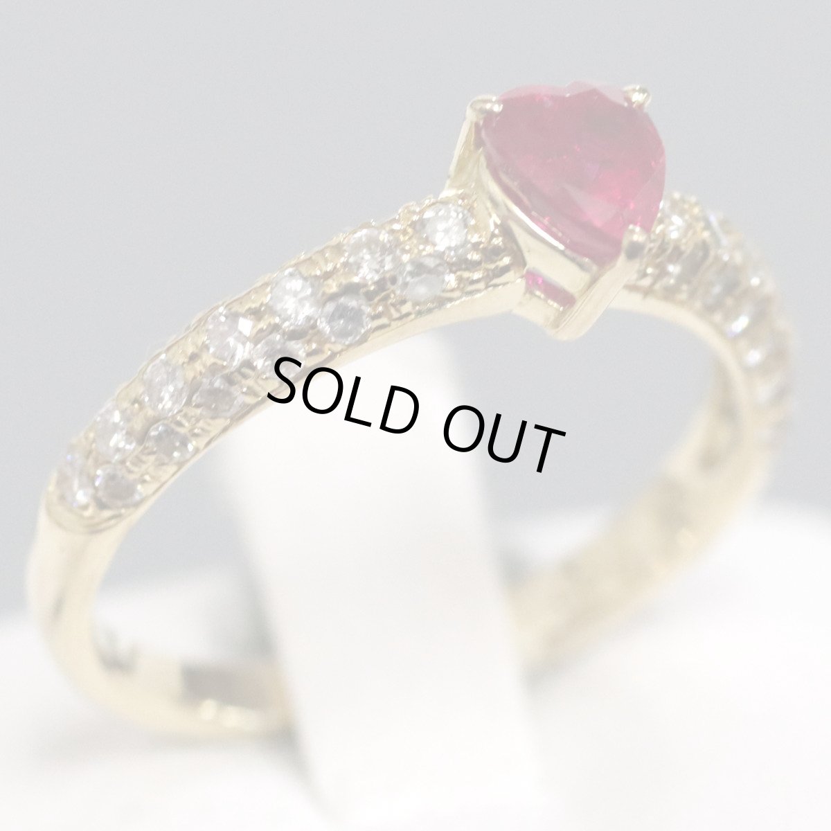 画像1: K18ルビーダイヤモンドリング R0.65 D0.42 2.8g #14 ハートシェイプ (1)