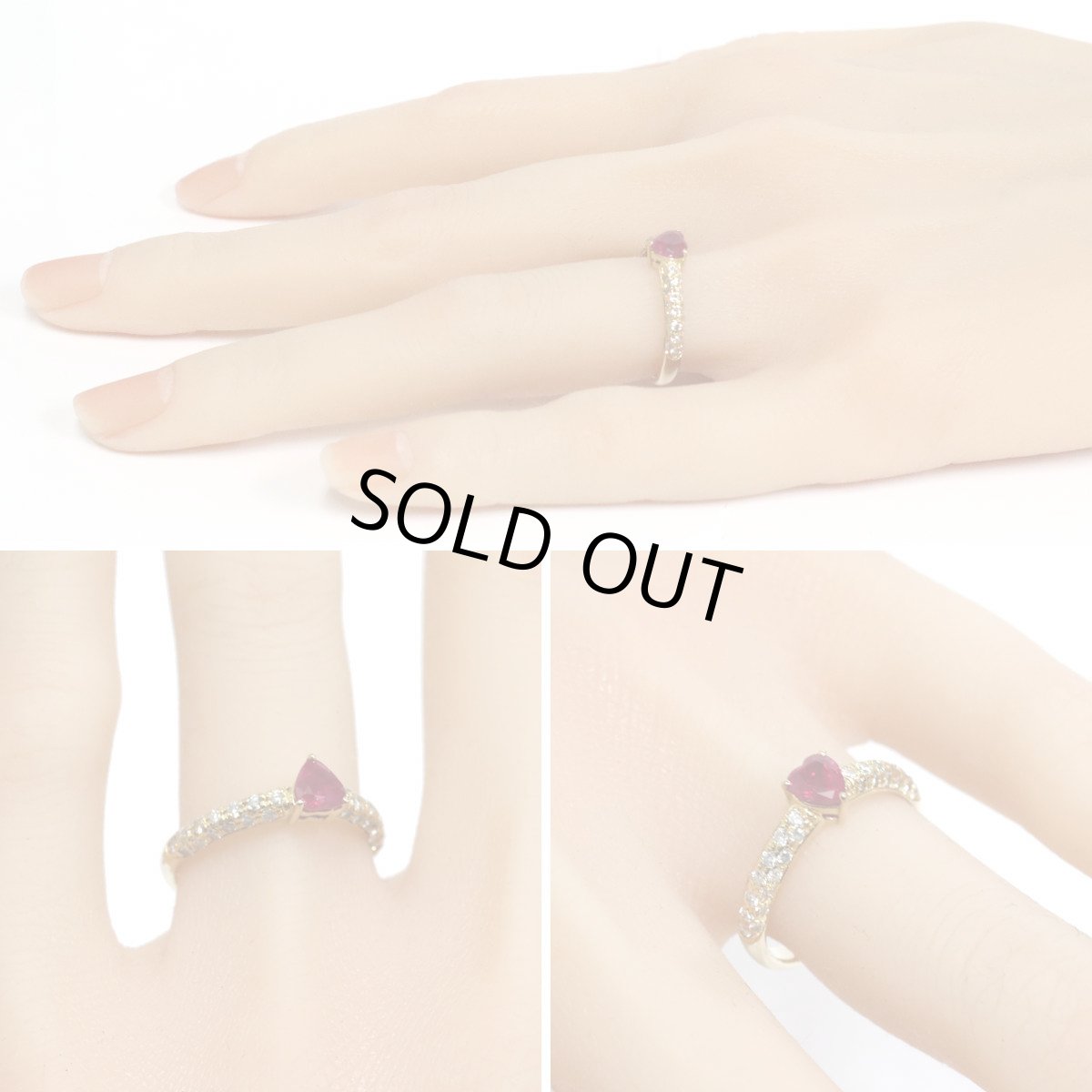 画像10: K18ルビーダイヤモンドリング R0.65 D0.42 2.8g #14 ハートシェイプ (10)