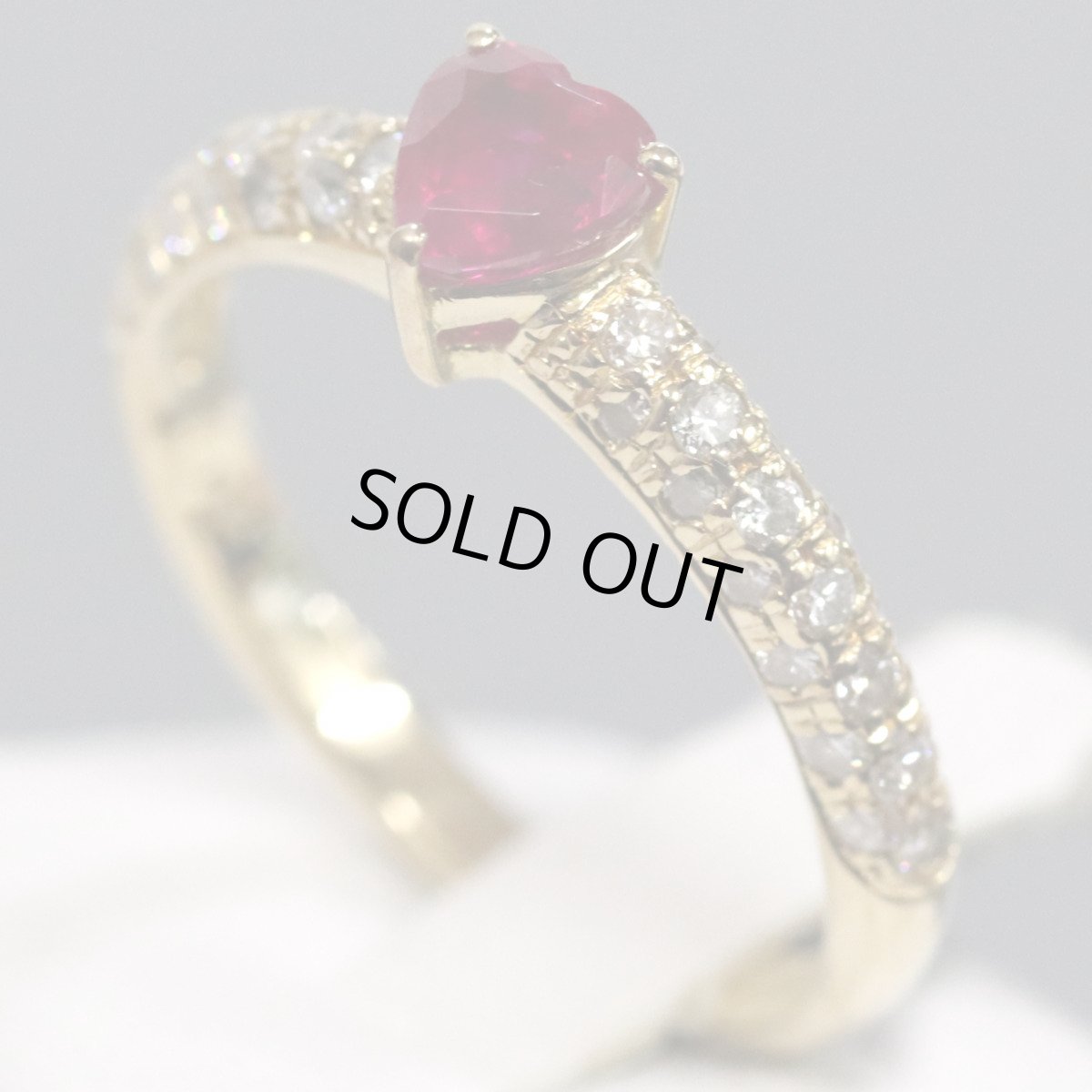 画像2: K18ルビーダイヤモンドリング R0.65 D0.42 2.8g #14 ハートシェイプ (2)