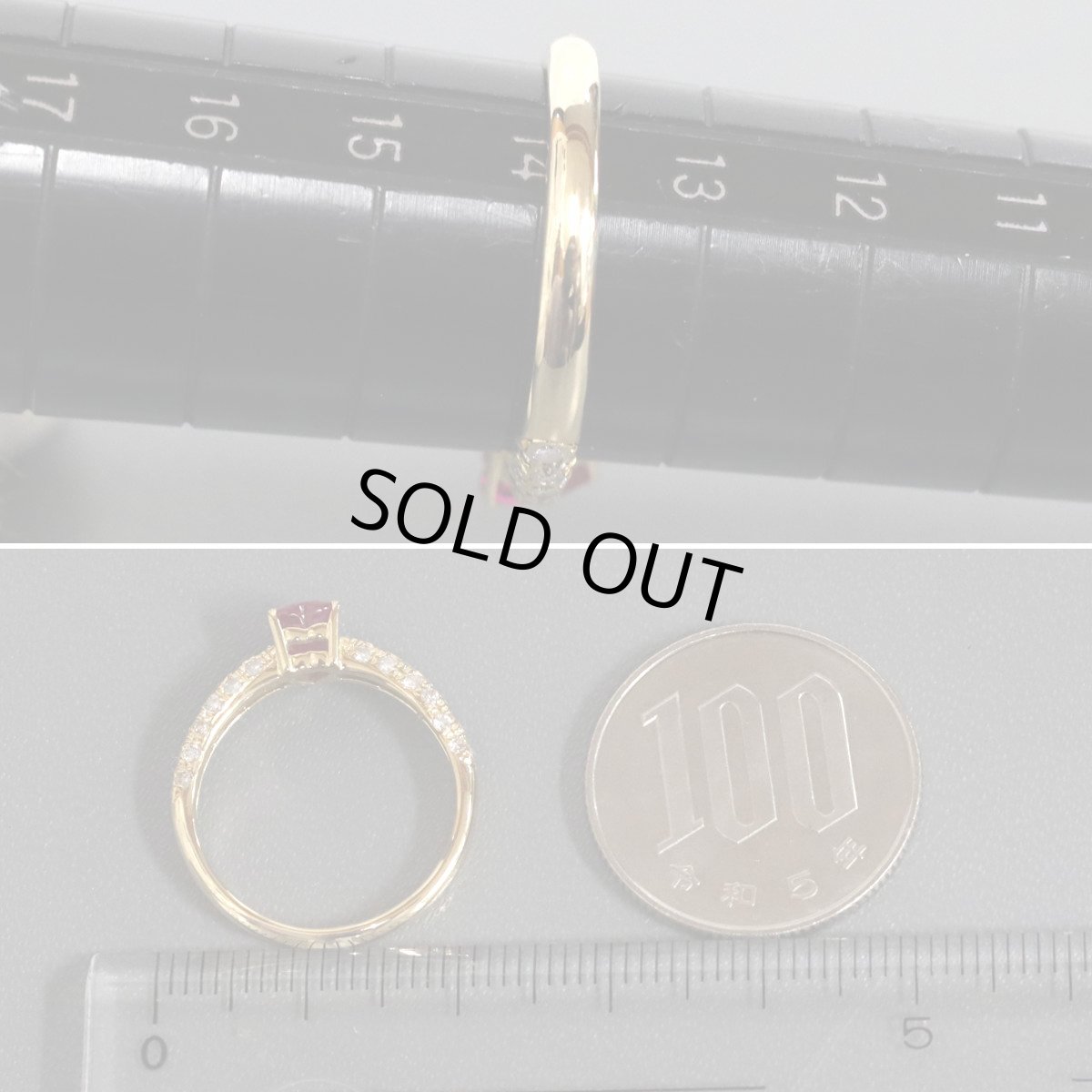 画像8: K18ルビーダイヤモンドリング R0.65 D0.42 2.8g #14 ハートシェイプ (8)