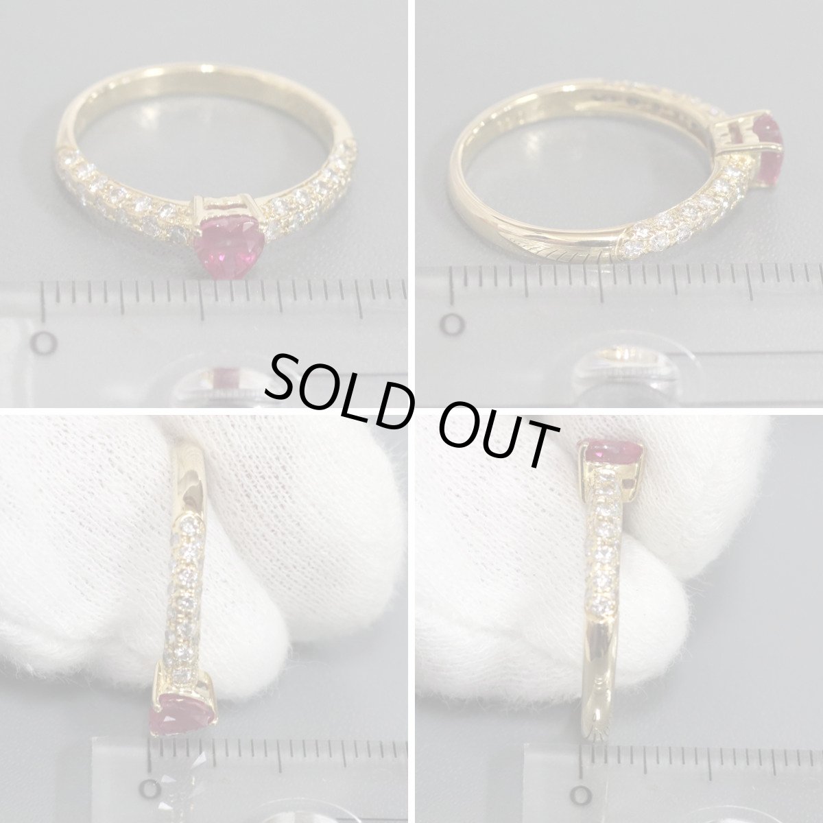 画像9: K18ルビーダイヤモンドリング R0.65 D0.42 2.8g #14 ハートシェイプ (9)