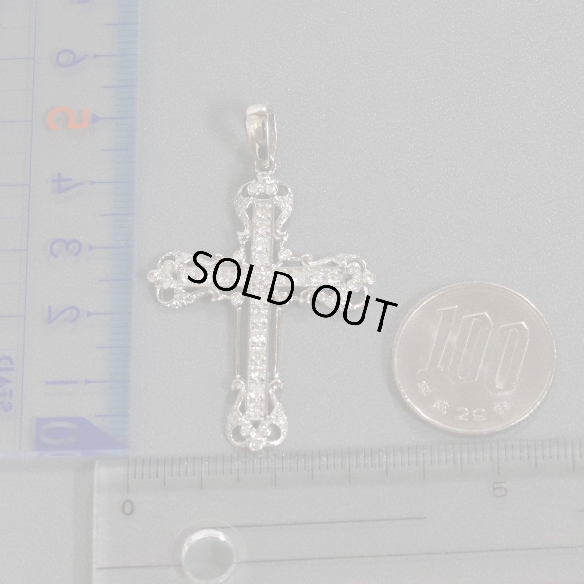 画像10: K18ダイヤモンドペンダントトップ 十字架モチーフ D1.04 6.5g ホワイトゴールド (10)