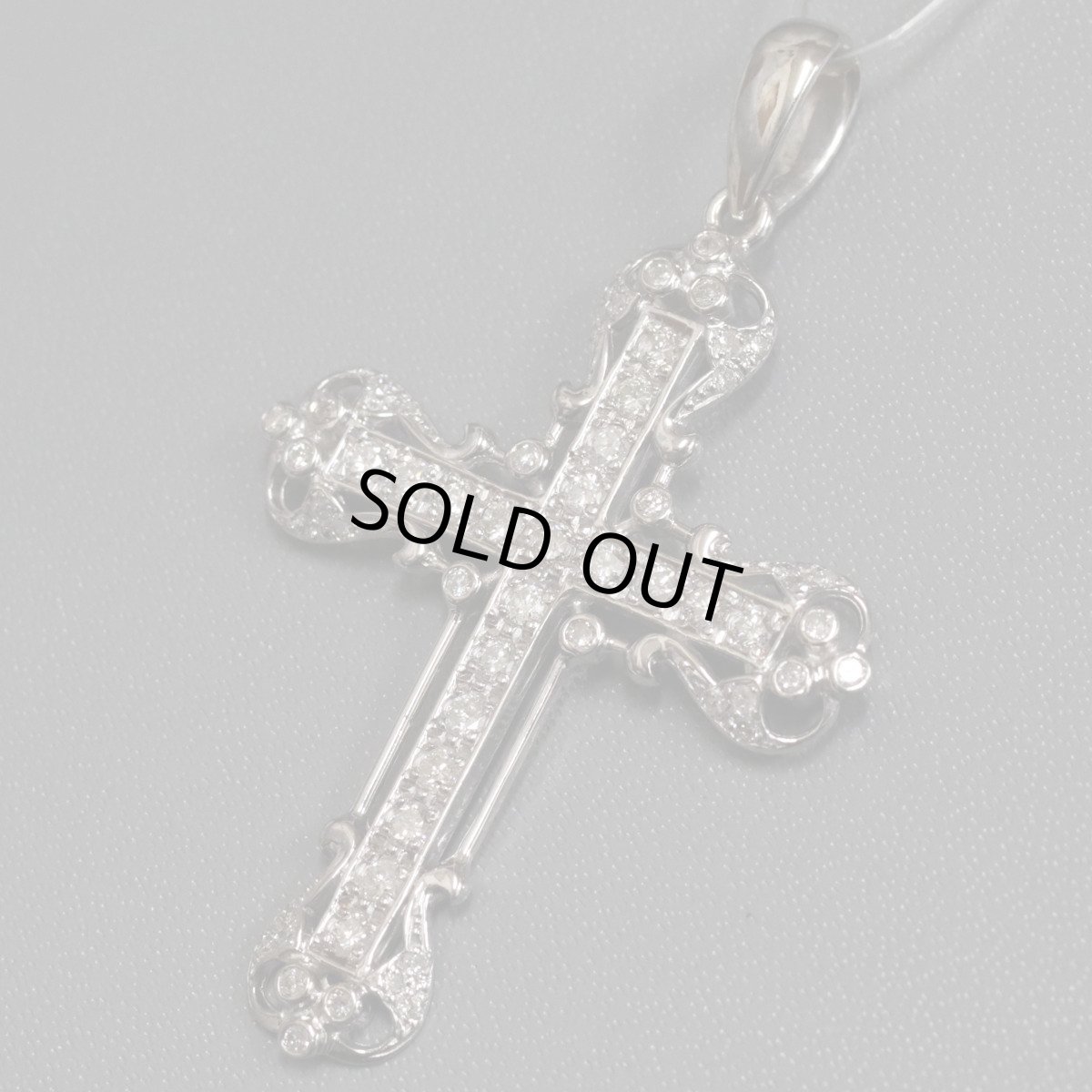 画像2: K18ダイヤモンドペンダントトップ 十字架モチーフ D1.04 6.5g ホワイトゴールド (2)