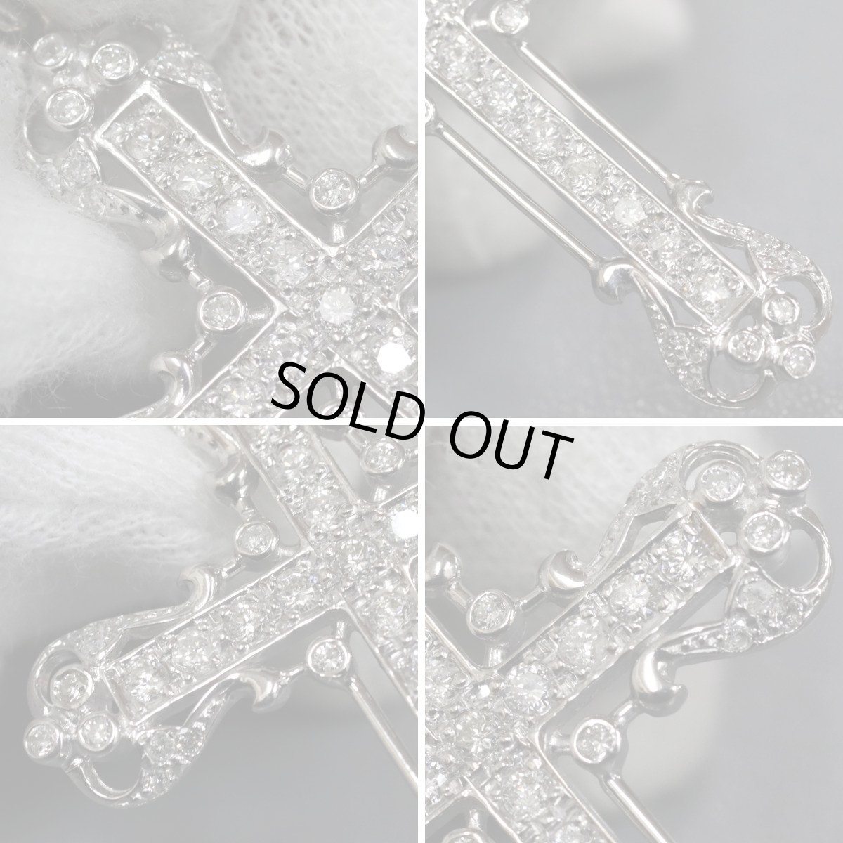 画像5: K18ダイヤモンドペンダントトップ 十字架モチーフ D1.04 6.5g ホワイトゴールド (5)