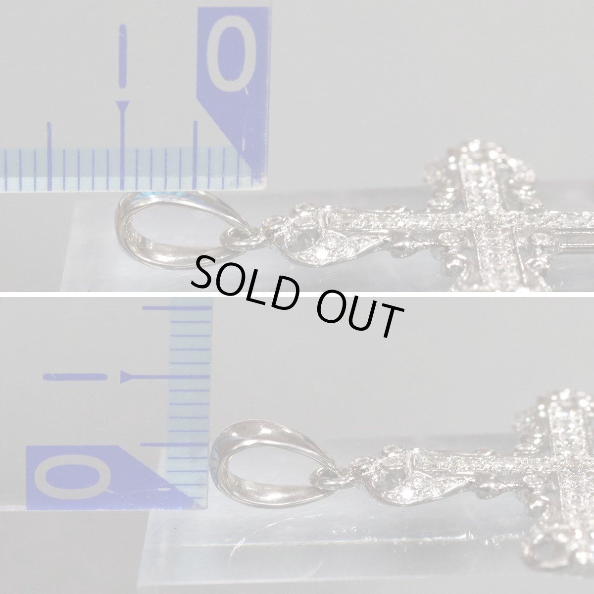 画像8: K18ダイヤモンドペンダントトップ 十字架モチーフ D1.04 6.5g ホワイトゴールド (8)