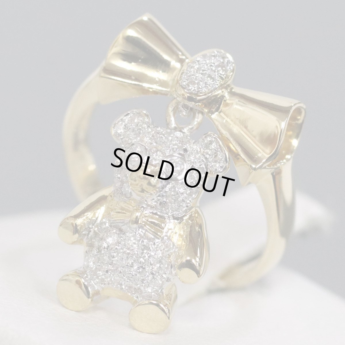 画像1: ポンテヴェキオ 18Kダイヤモンドリング ベアーモチーフ D0.20 4.3g #7 (1)