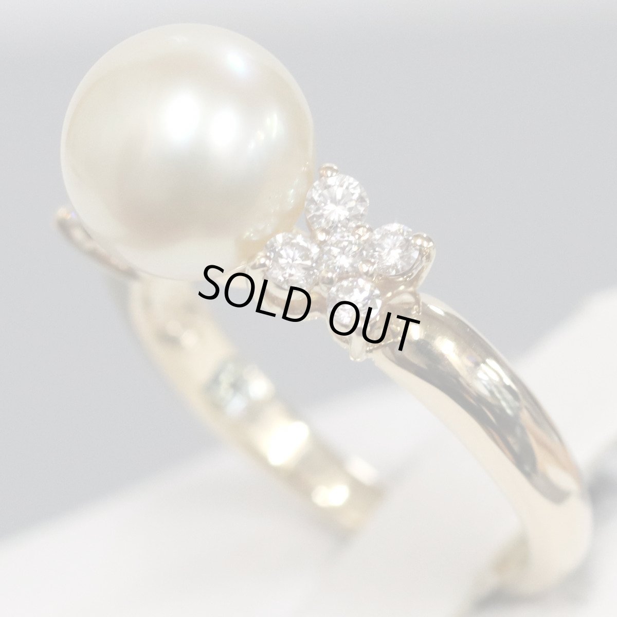 画像2: タサキ K18パールダイヤモンドリング D0.22 4.5g #9.5 (2)