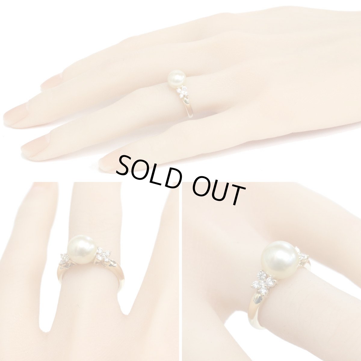 画像9: タサキ K18パールダイヤモンドリング D0.22 4.5g #9.5 (9)