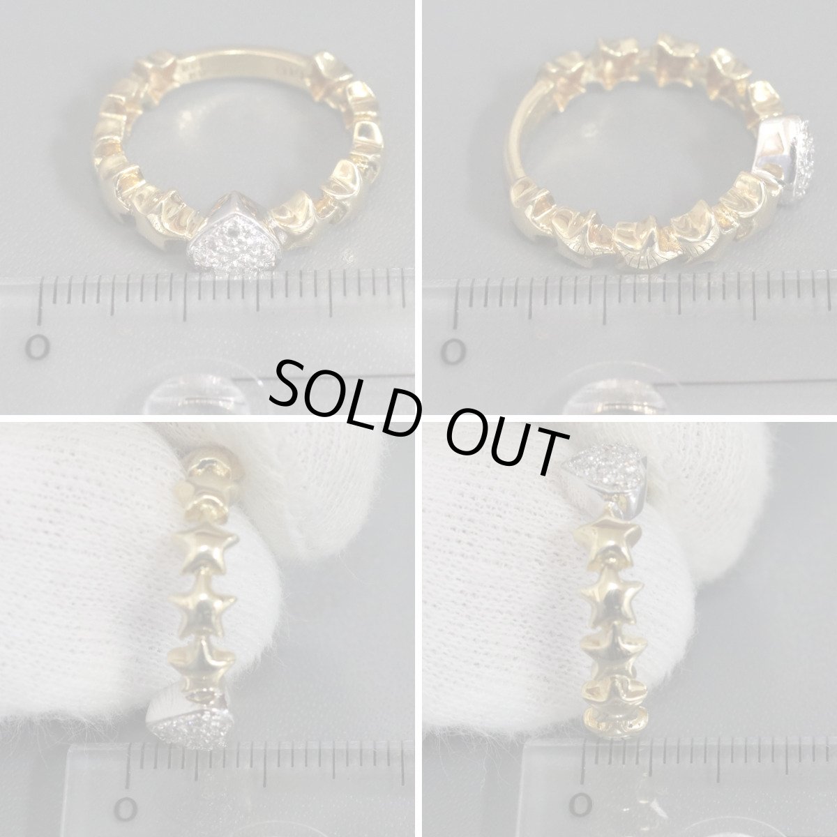 画像9: ポンテヴェキオ K18ダイヤモンドリング スターモチーフ ハートモチーフ D0.10 4.1g #12 (9)