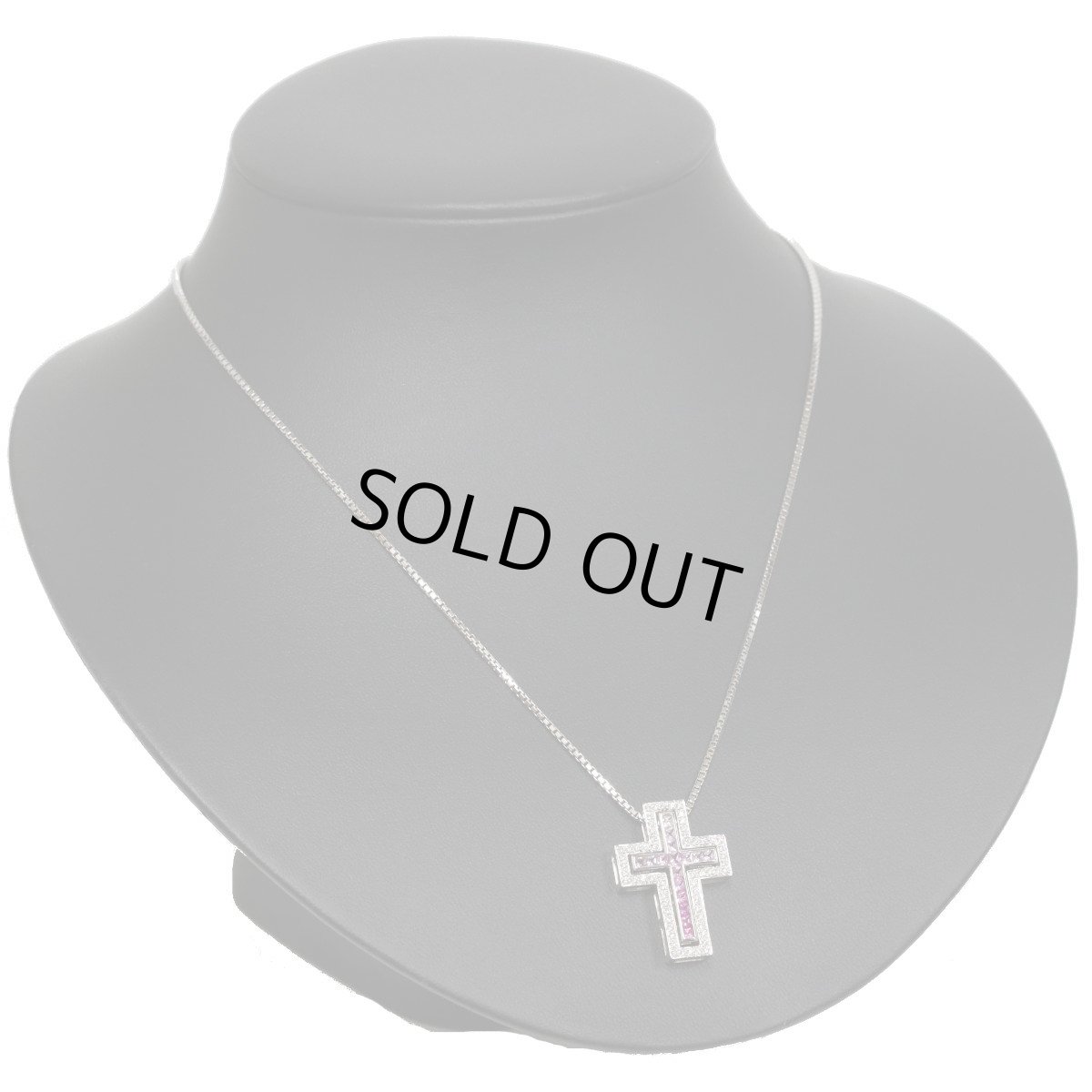 画像6: K18WGピンクサファイアダイヤモンドペンダント クロスモチーフ PS0.84 D0.30 12.5g ソーティング ホワイトゴールド (6)