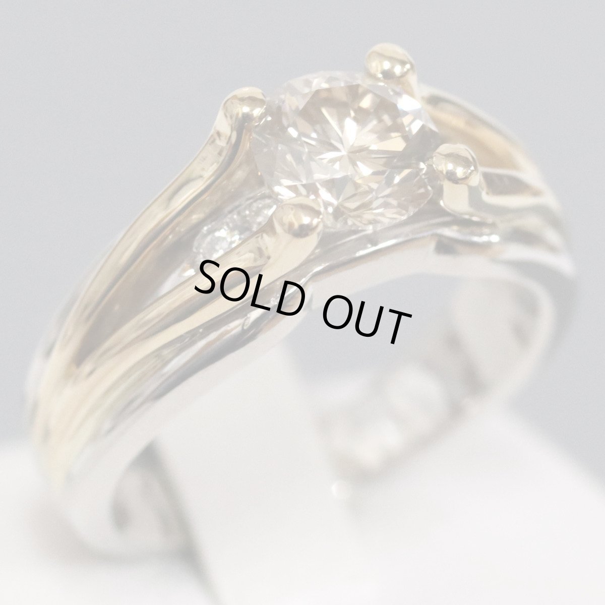 画像1: Pt900/K18ブラウンダイヤモンドリング D1.071 D0.05 9.3g #11 ソーティング (1)