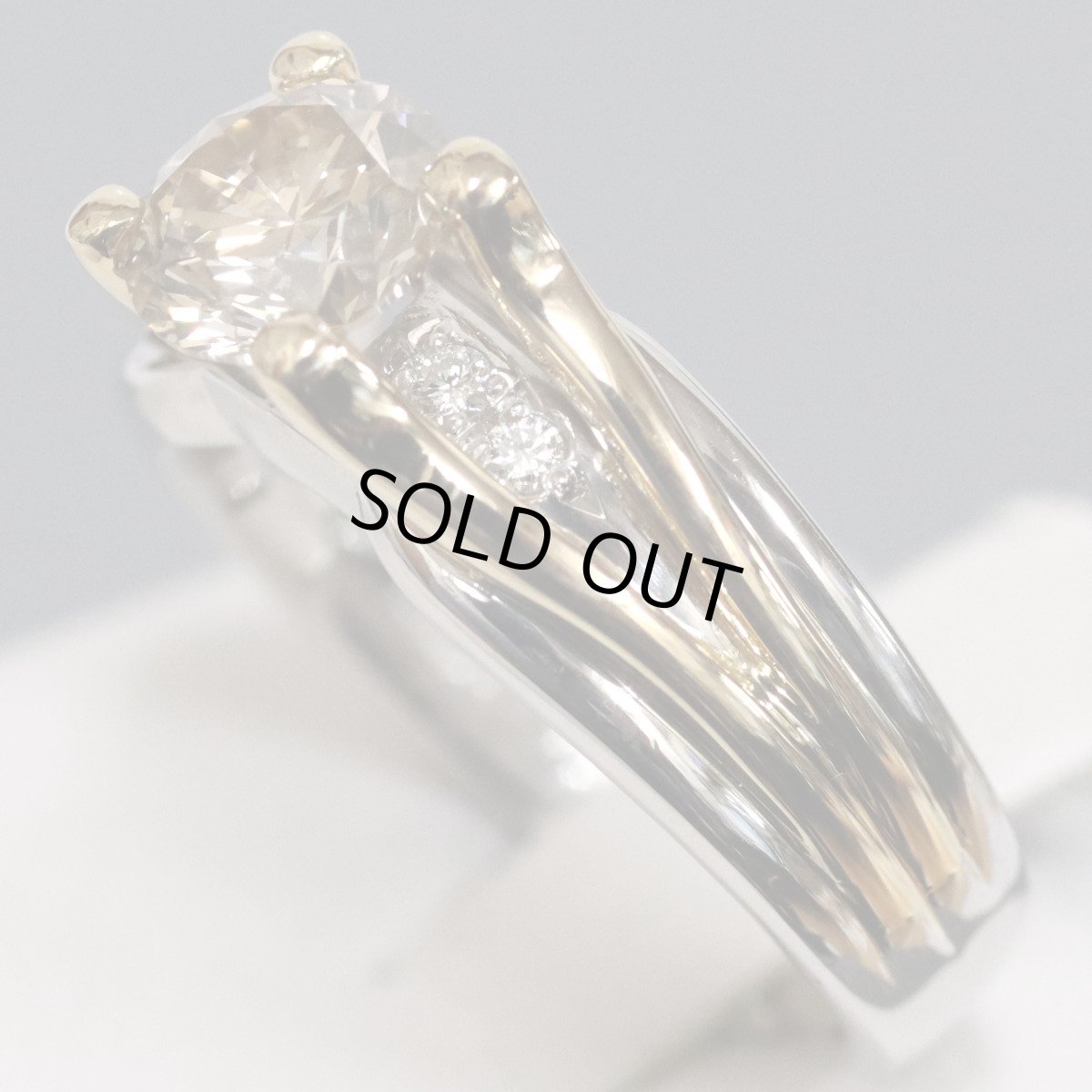 画像2: Pt900/K18ブラウンダイヤモンドリング D1.071 D0.05 9.3g #11 ソーティング (2)