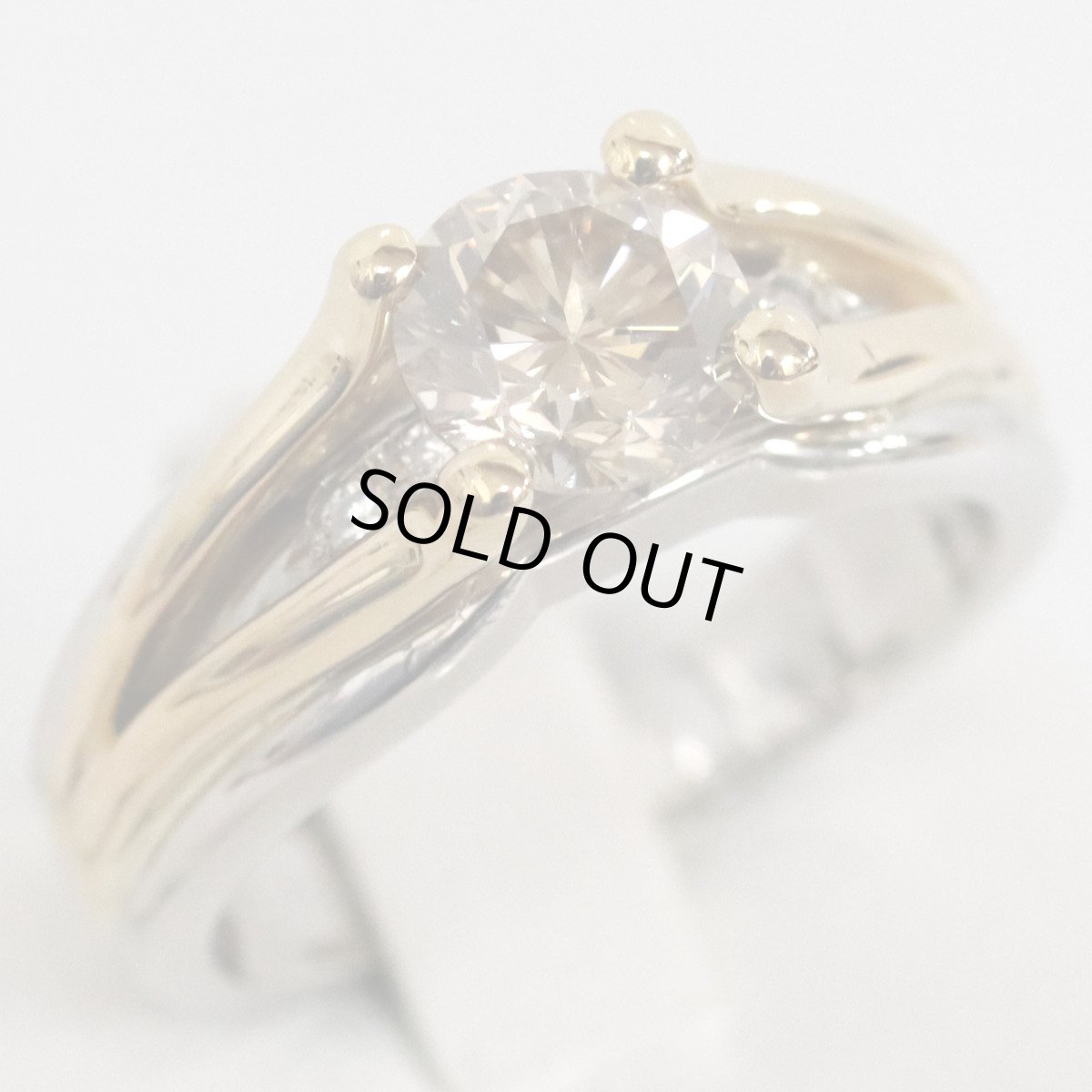 画像4: Pt900/K18ブラウンダイヤモンドリング D1.071 D0.05 9.3g #11 ソーティング (4)