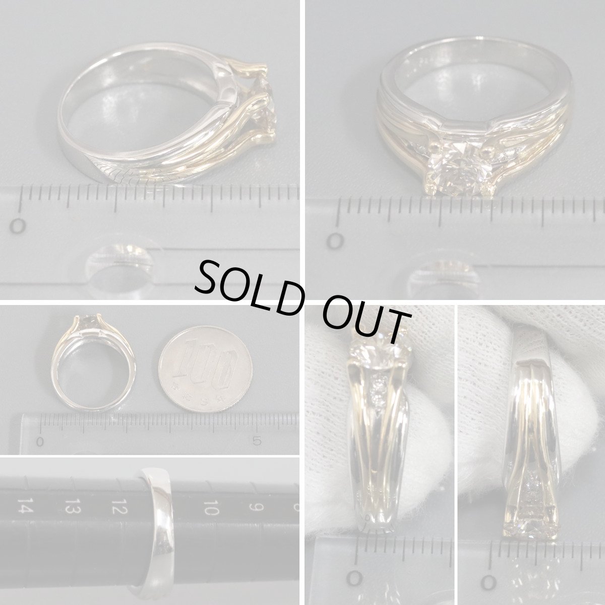 画像8: Pt900/K18ブラウンダイヤモンドリング D1.071 D0.05 9.3g #11 ソーティング (8)