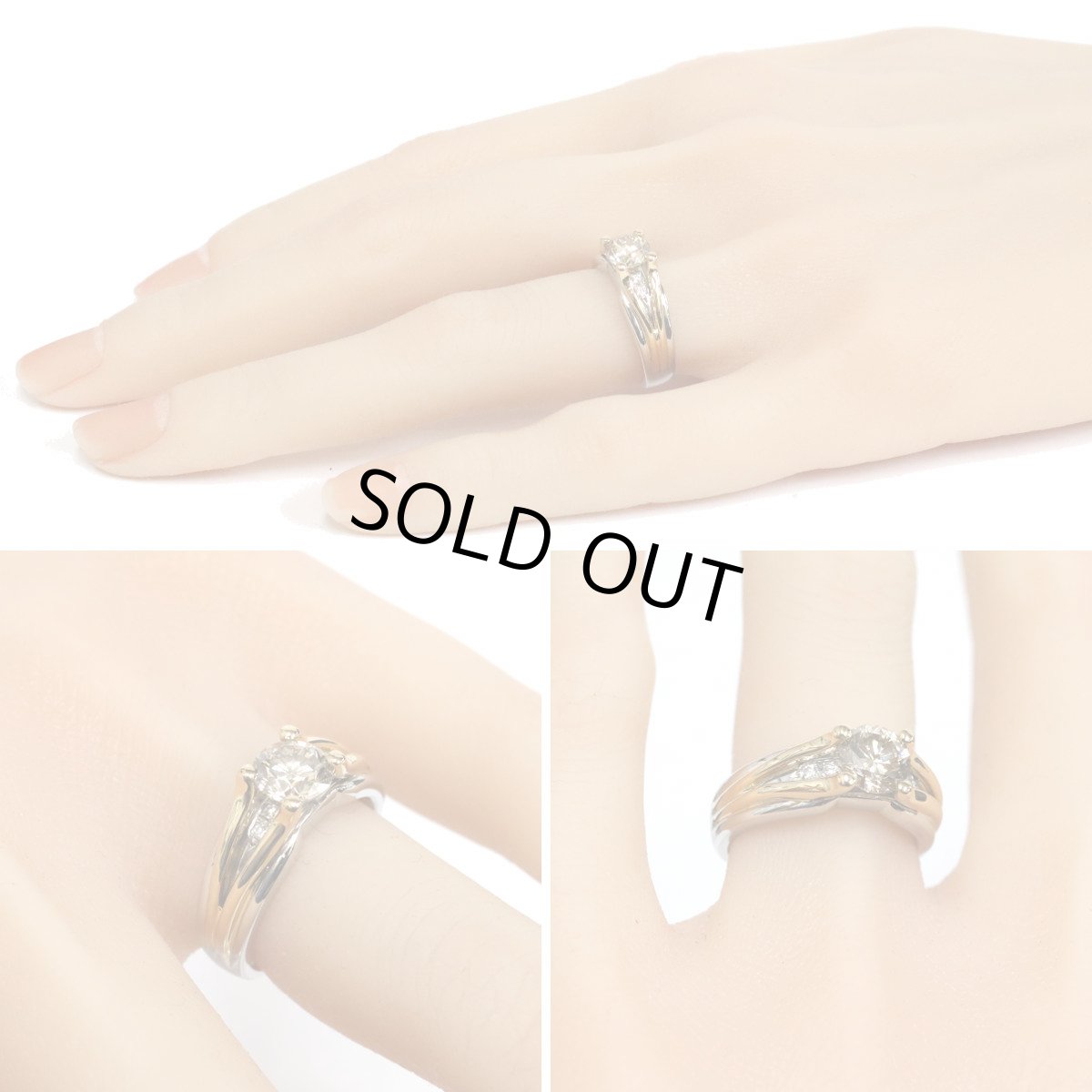 画像9: Pt900/K18ブラウンダイヤモンドリング D1.071 D0.05 9.3g #11 ソーティング (9)