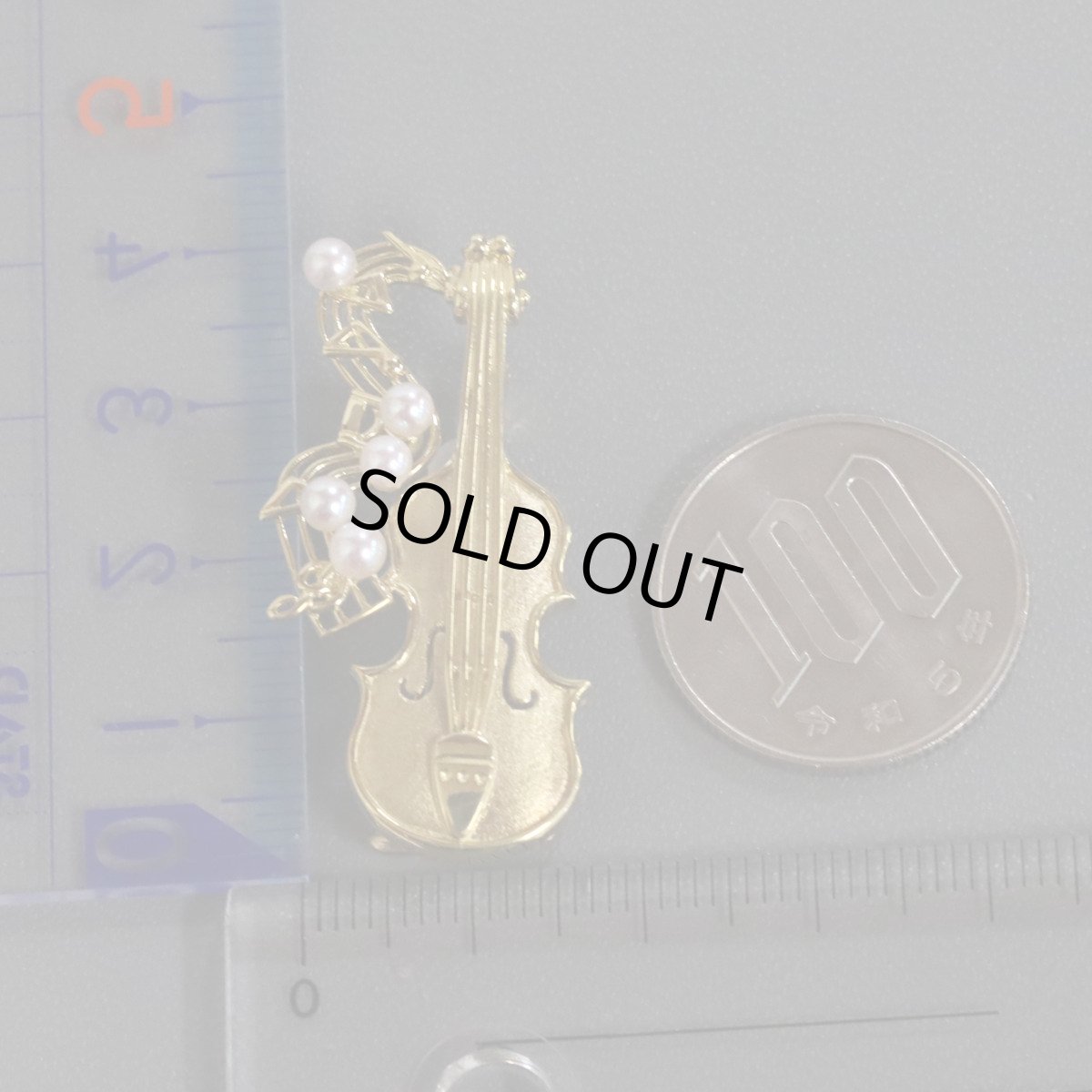 画像10: K18パールブローチ/ペンダントトップ ヴァイオリンモチーフ 7.0g (10)