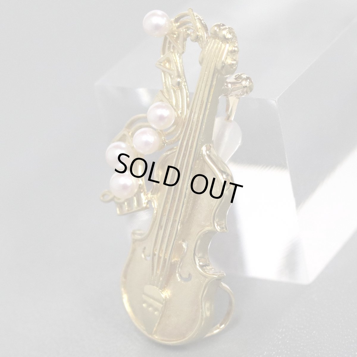 画像2: K18パールブローチ/ペンダントトップ ヴァイオリンモチーフ 7.0g (2)