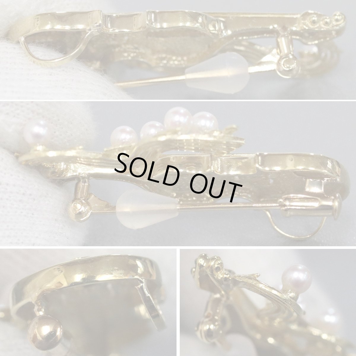 画像4: K18パールブローチ/ペンダントトップ ヴァイオリンモチーフ 7.0g (4)