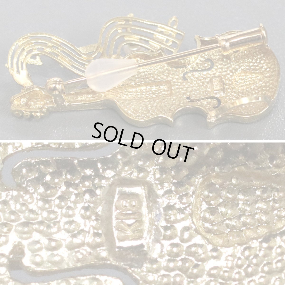 画像5: K18パールブローチ/ペンダントトップ ヴァイオリンモチーフ 7.0g (5)