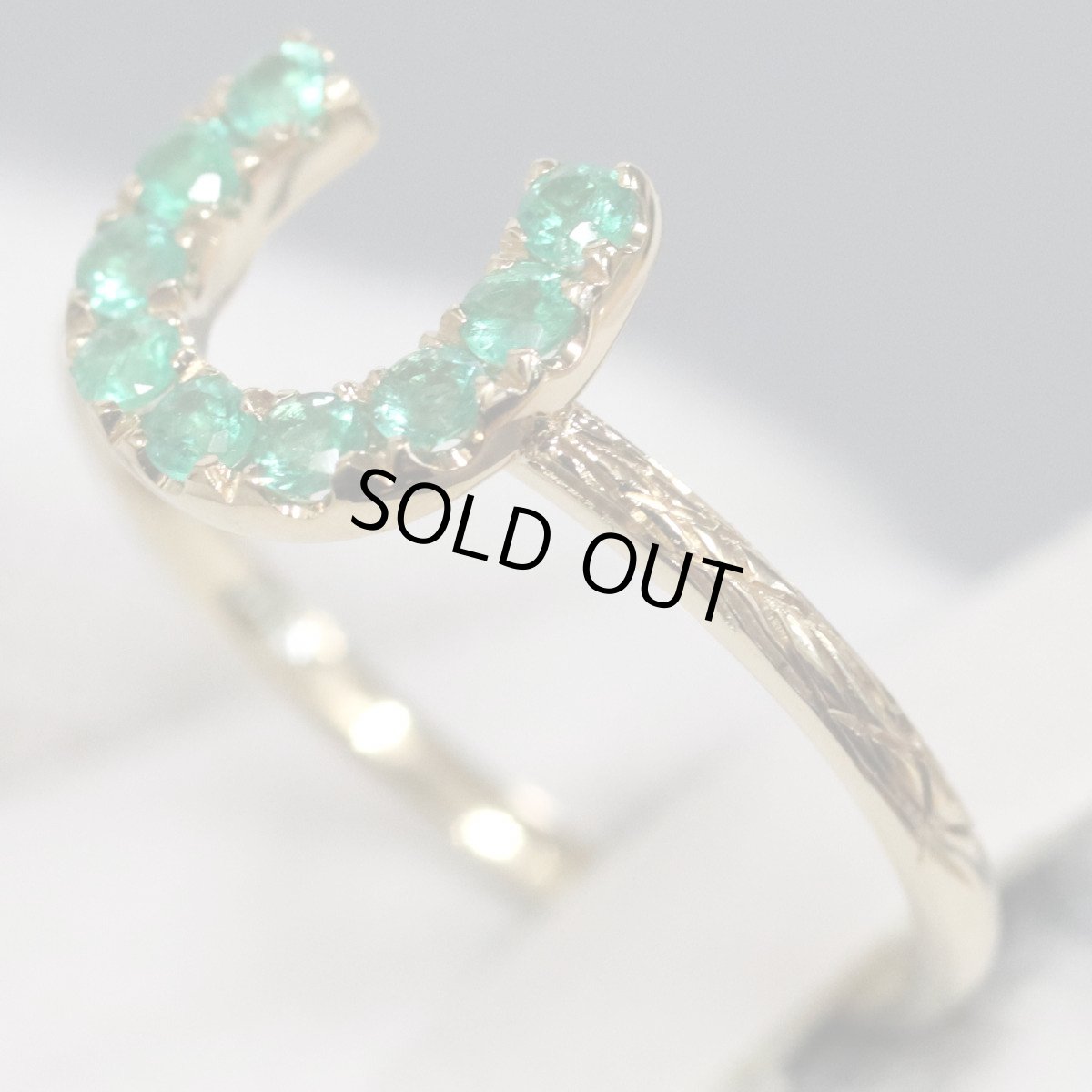 画像2: Au750エメラルドリング ホースシューモチーフ E0.224 1.6g #11 (2)