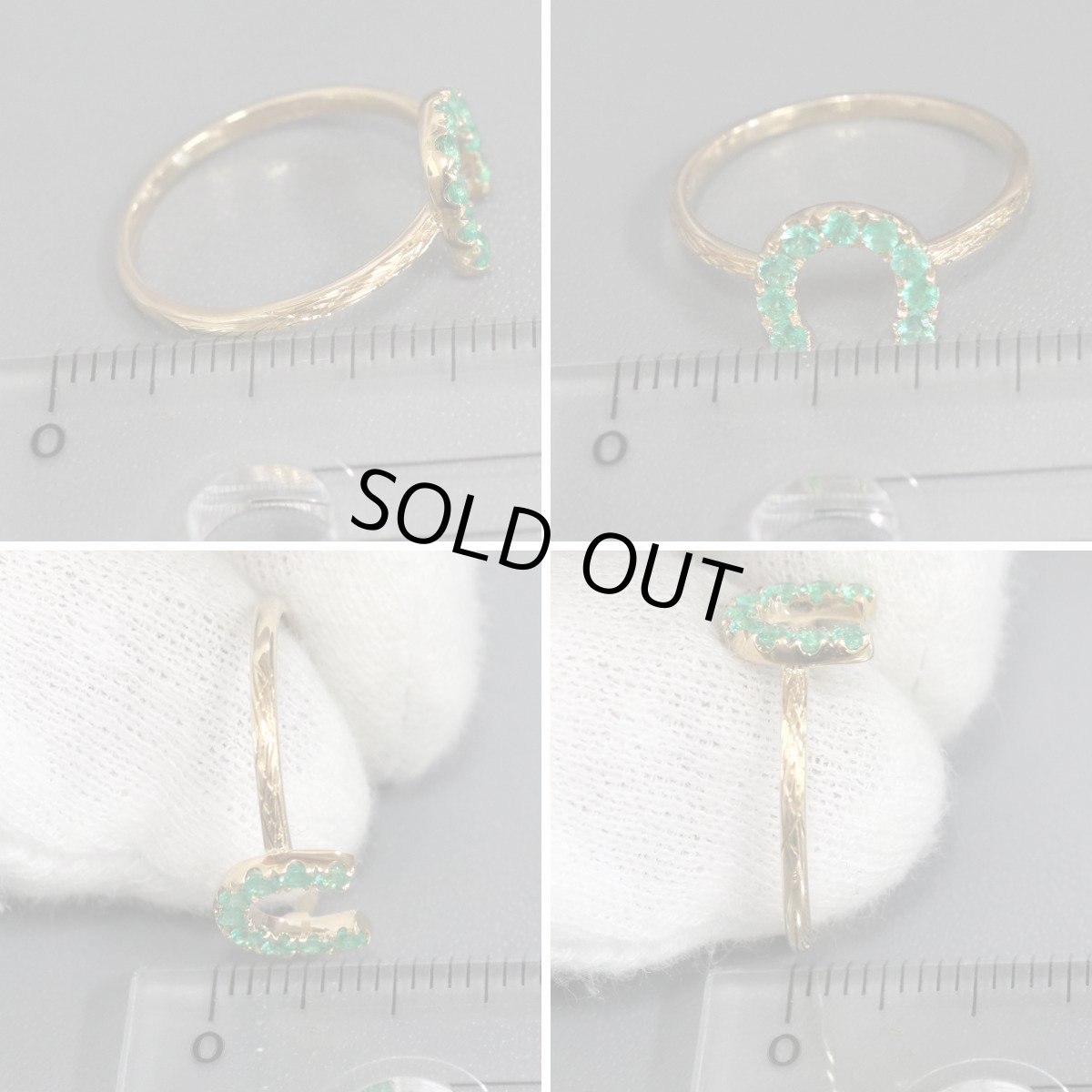 画像9: Au750エメラルドリング ホースシューモチーフ E0.224 1.6g #11 (9)