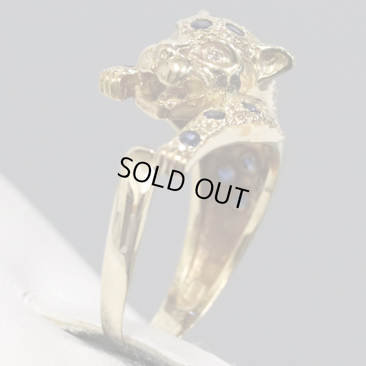 画像2: K18サファイアダイヤモンドリング パンサーモチーフ S0.70 5.4g #12 (2)