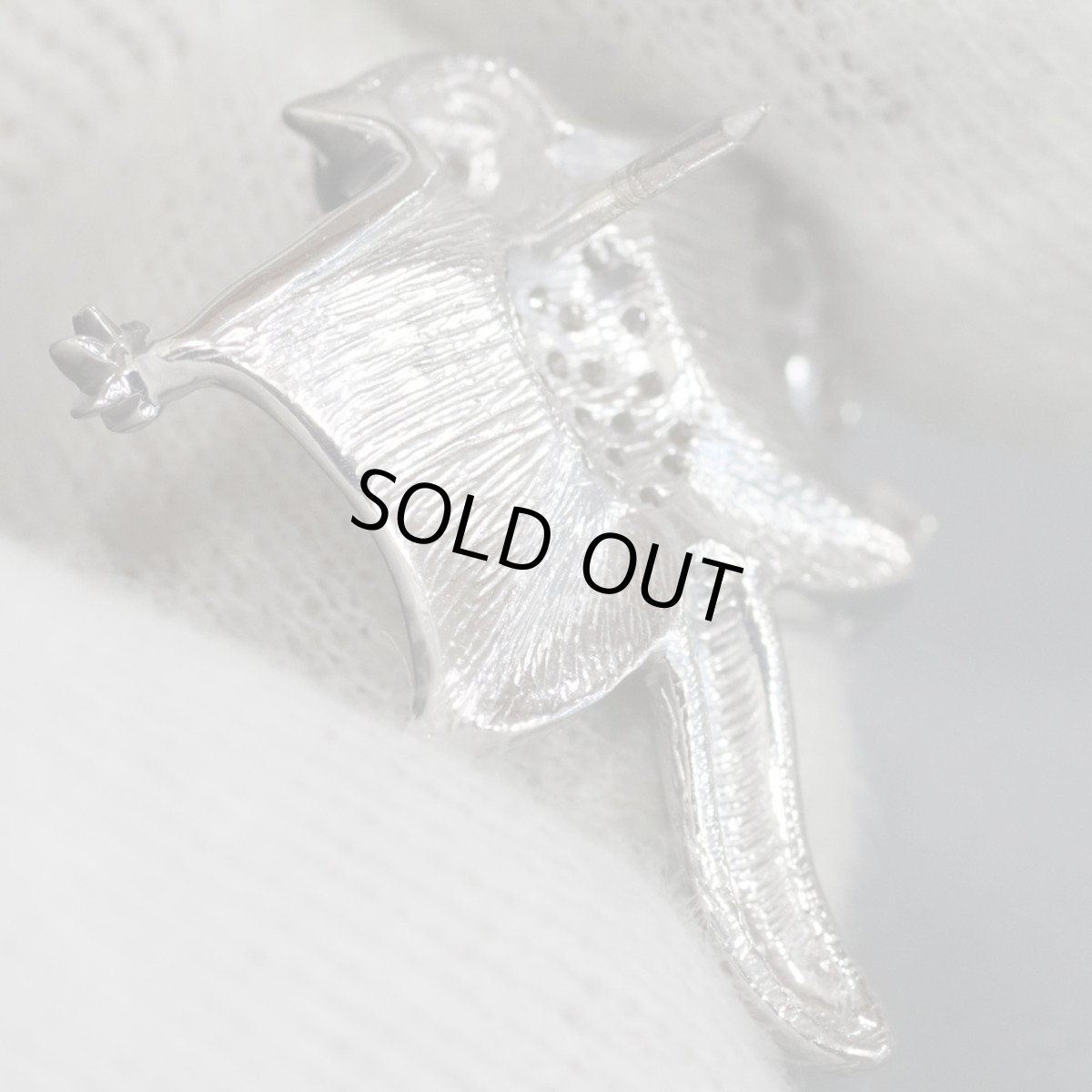 画像6: K18WGダイヤモンドピンブローチ モモンガモチーフ D0.20 4.8g (6)