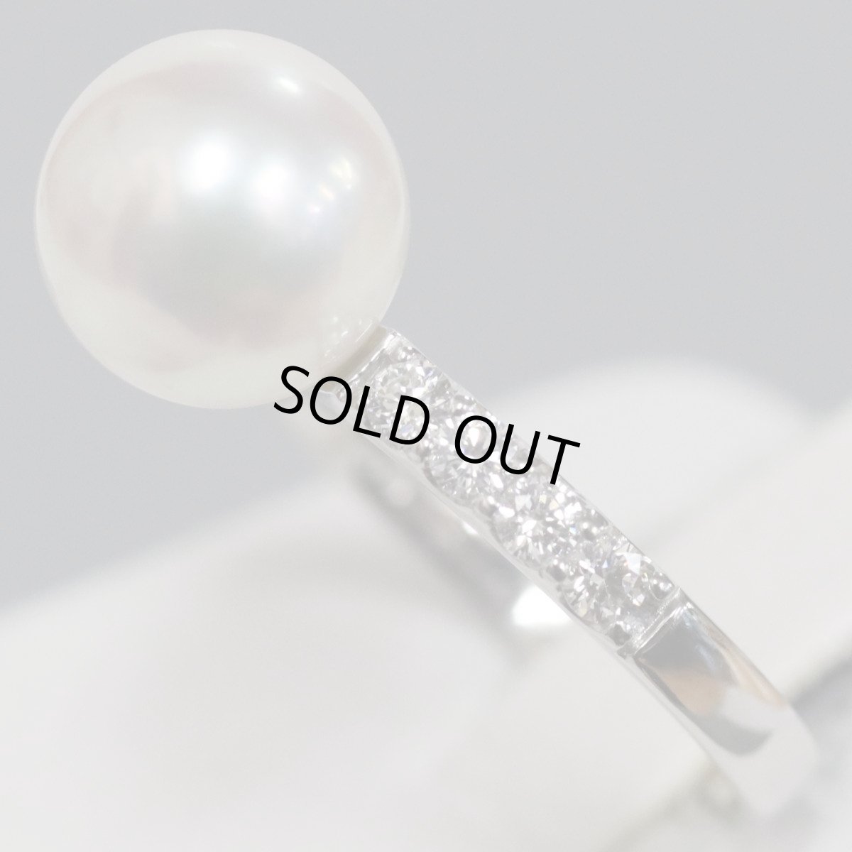 画像2: Pt900パールダイヤモンドリング D0.25 3.6g #11 (2)