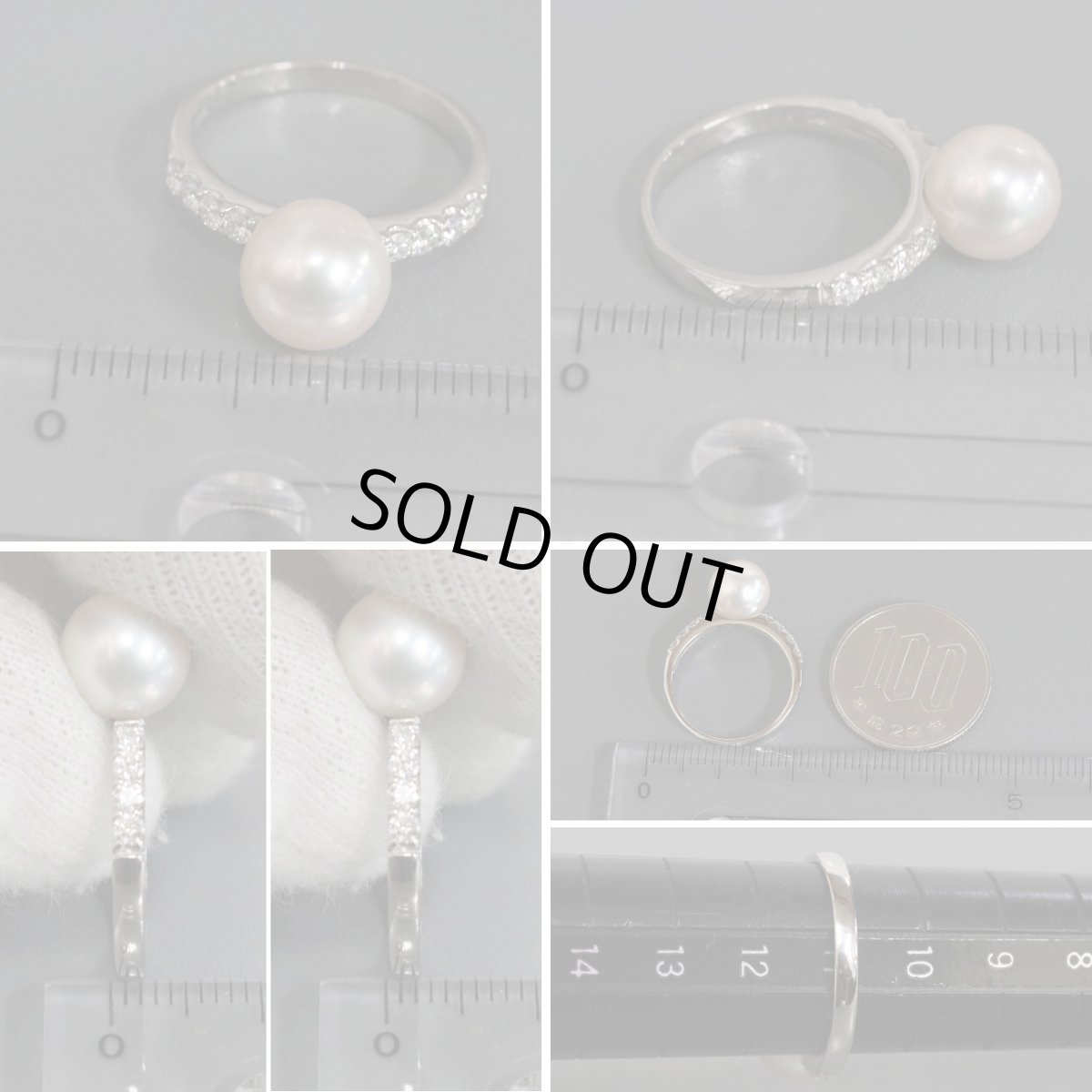 画像9: Pt900パールダイヤモンドリング D0.25 3.6g #11 (9)