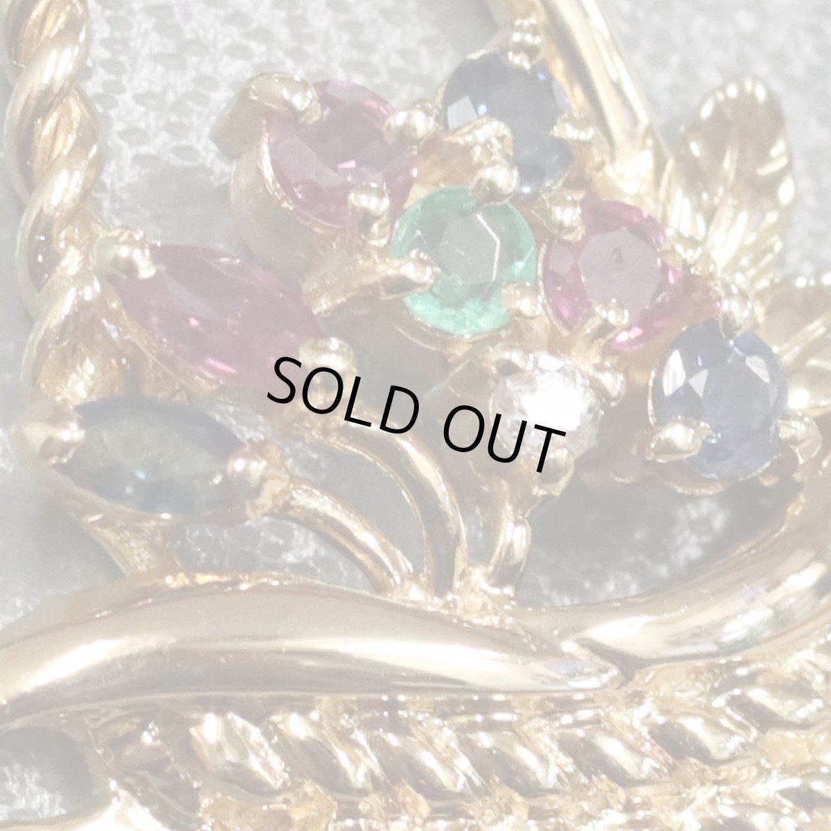 画像3: K18マルチカラーストーンペンダント フラワーバスケットモチーフ R0.25 S0.24 E0.07 D.02 7.4g (3)