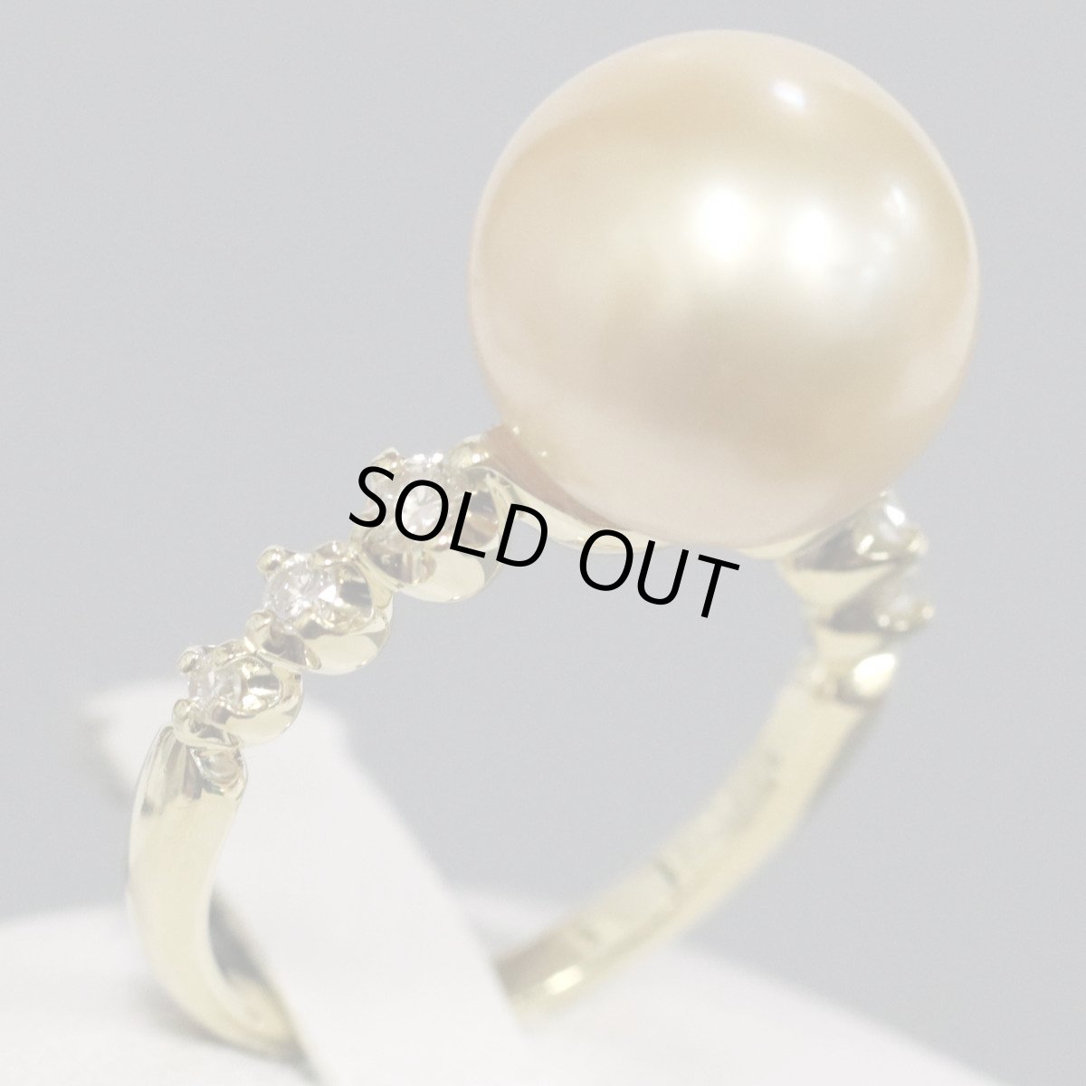 画像1: K18ゴールデンパールダイヤモンドリング D0.23 5.4g #9.5 (1)