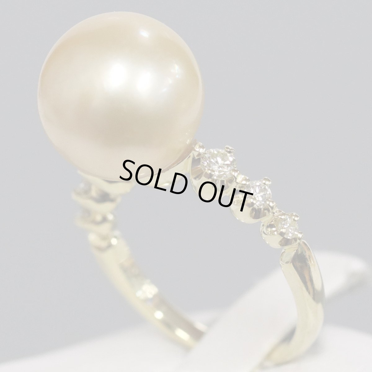 画像2: K18ゴールデンパールダイヤモンドリング D0.23 5.4g #9.5 (2)