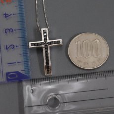 画像10: K18WGブラックダイヤモンドペンダント クロスモチーフ BkD0.57 5.5g (10)