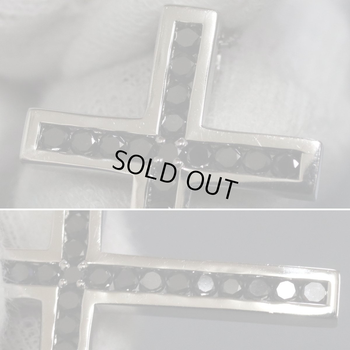 画像3: K18WGブラックダイヤモンドペンダント クロスモチーフ BkD0.57 5.5g (3)