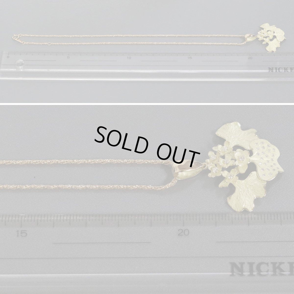 画像9: AKコレクション 750ダイヤモンドペンダント リーフモチーフ D0.27 9.2g 40cm (9)