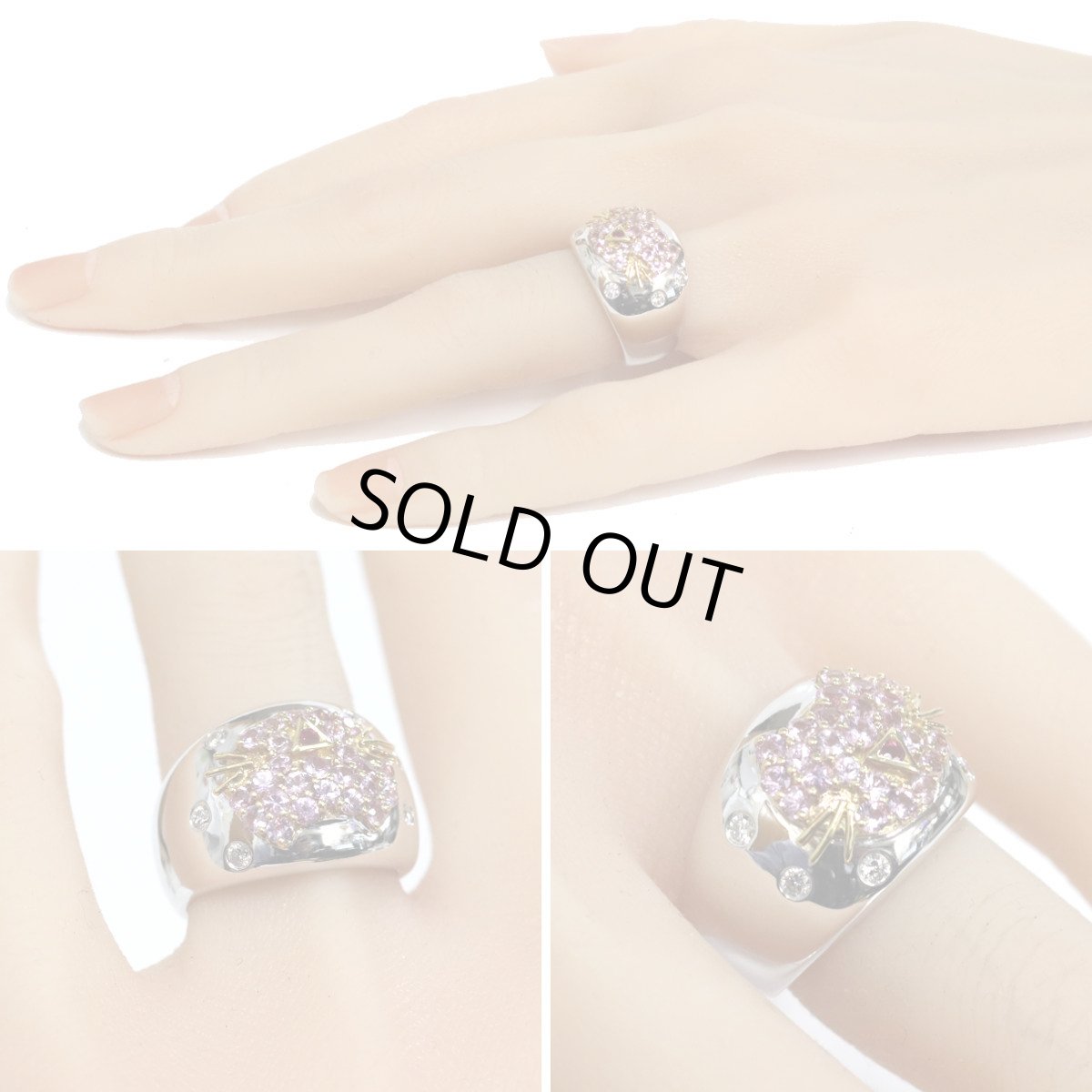 画像10: ポンテヴェキオ 750ピンクサファイアルビーダイヤモンドリング キャットモチーフ PS1.23 R0.03 D0.20 11.5g #13 (10)