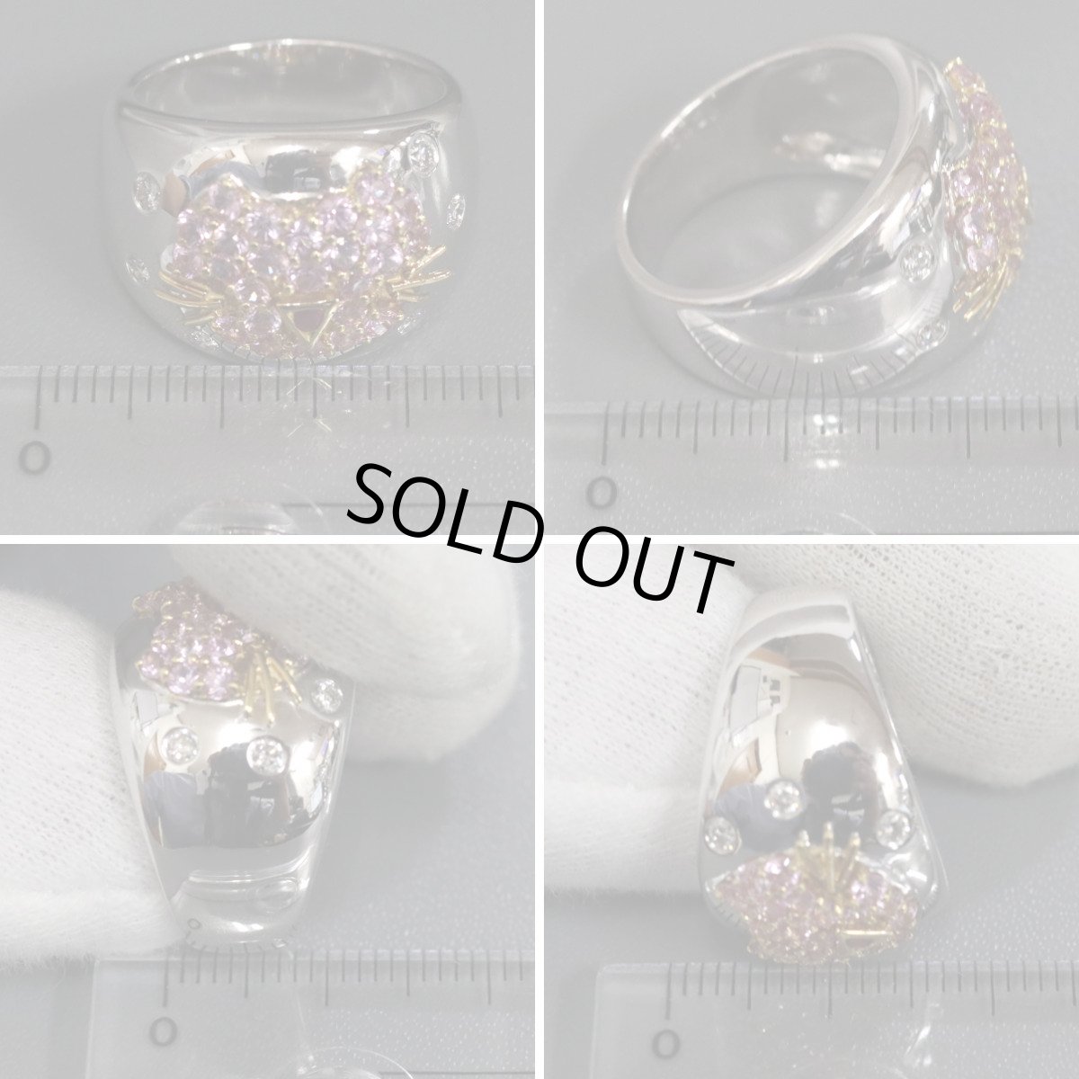 画像9: ポンテヴェキオ 750ピンクサファイアルビーダイヤモンドリング キャットモチーフ PS1.23 R0.03 D0.20 11.5g #13 (9)