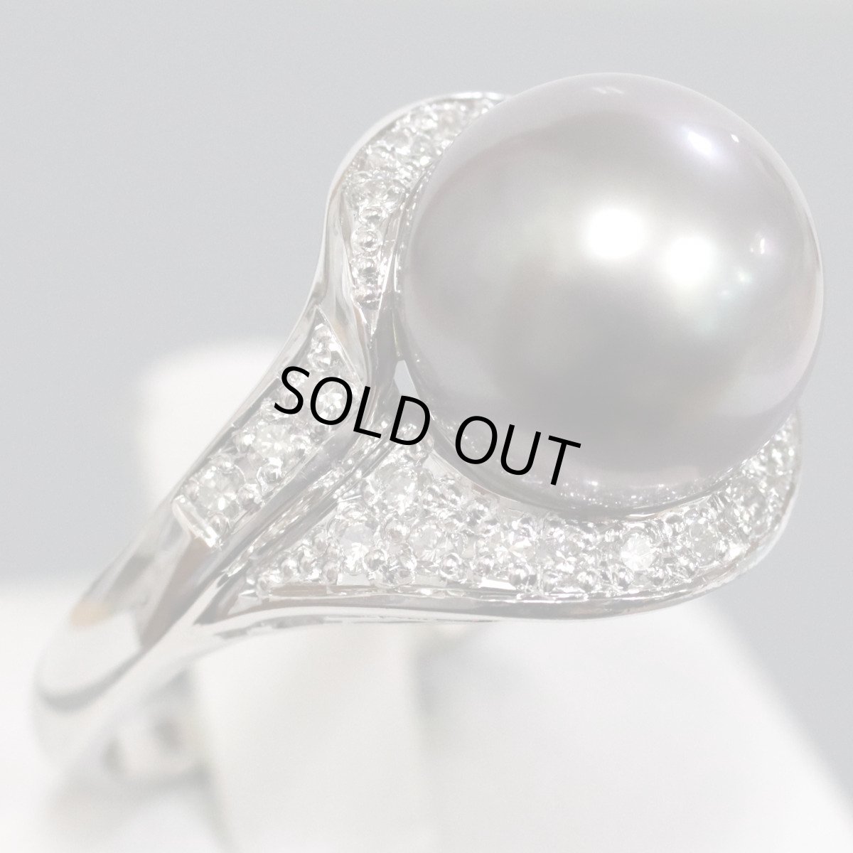 画像1: Pt900ブラックパールダイヤモンドリング D0.28 8.5g #14 (1)