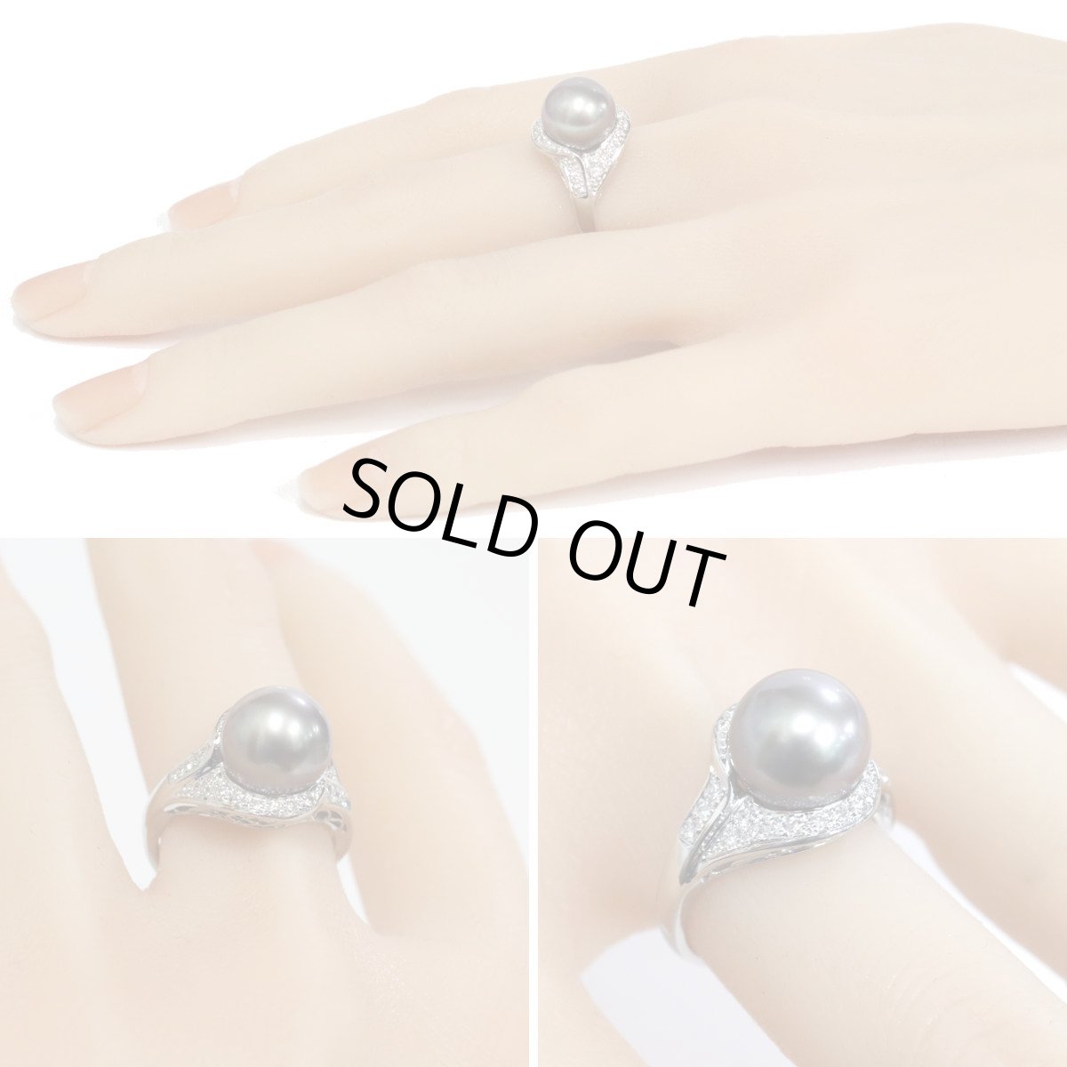 画像10: Pt900ブラックパールダイヤモンドリング D0.28 8.5g #14 (10)