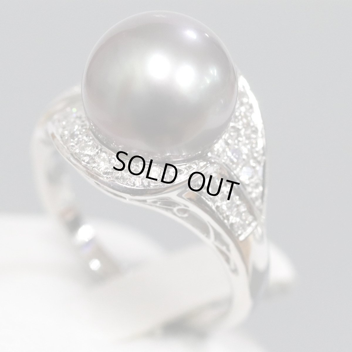 画像2: Pt900ブラックパールダイヤモンドリング D0.28 8.5g #14 (2)