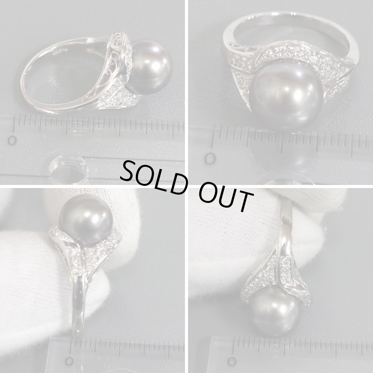 画像9: Pt900ブラックパールダイヤモンドリング D0.28 8.5g #14 (9)