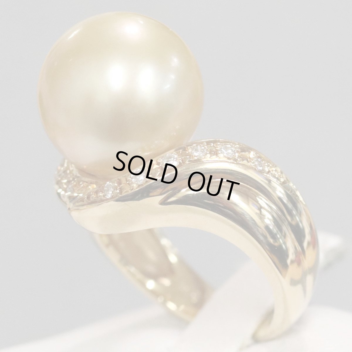 画像2: K18ゴールデンパールダイヤモンドリング D0.11 9.8g #7 (2)