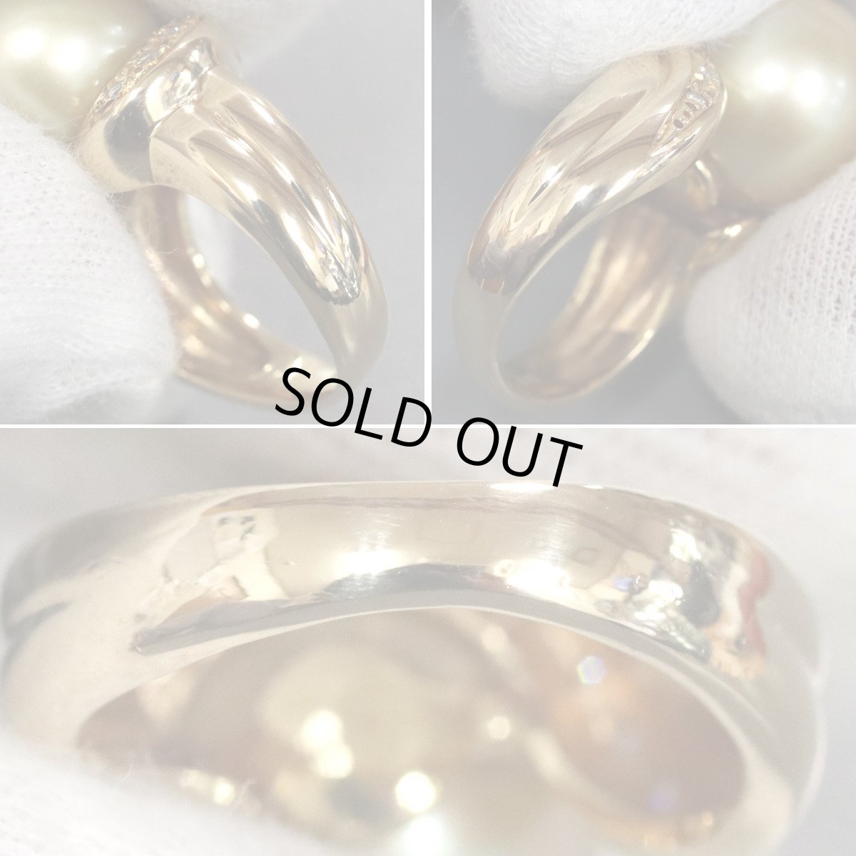 画像6: K18ゴールデンパールダイヤモンドリング D0.11 9.8g #7 (6)