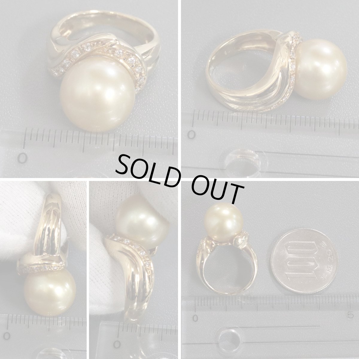 画像9: K18ゴールデンパールダイヤモンドリング D0.11 9.8g #7 (9)