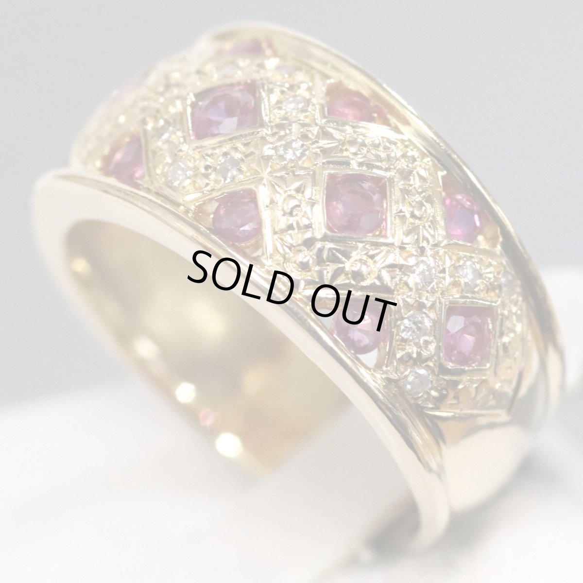 画像2: K18ルビーダイヤモンドリング R0.53 D0.09 6.1g #9 (2)