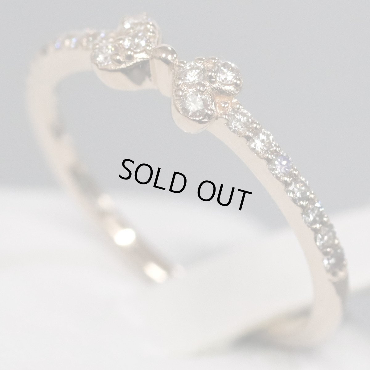 画像1: K18PGダイヤモンドリング リボンモチーフ D0.20 2.0g #14 (1)