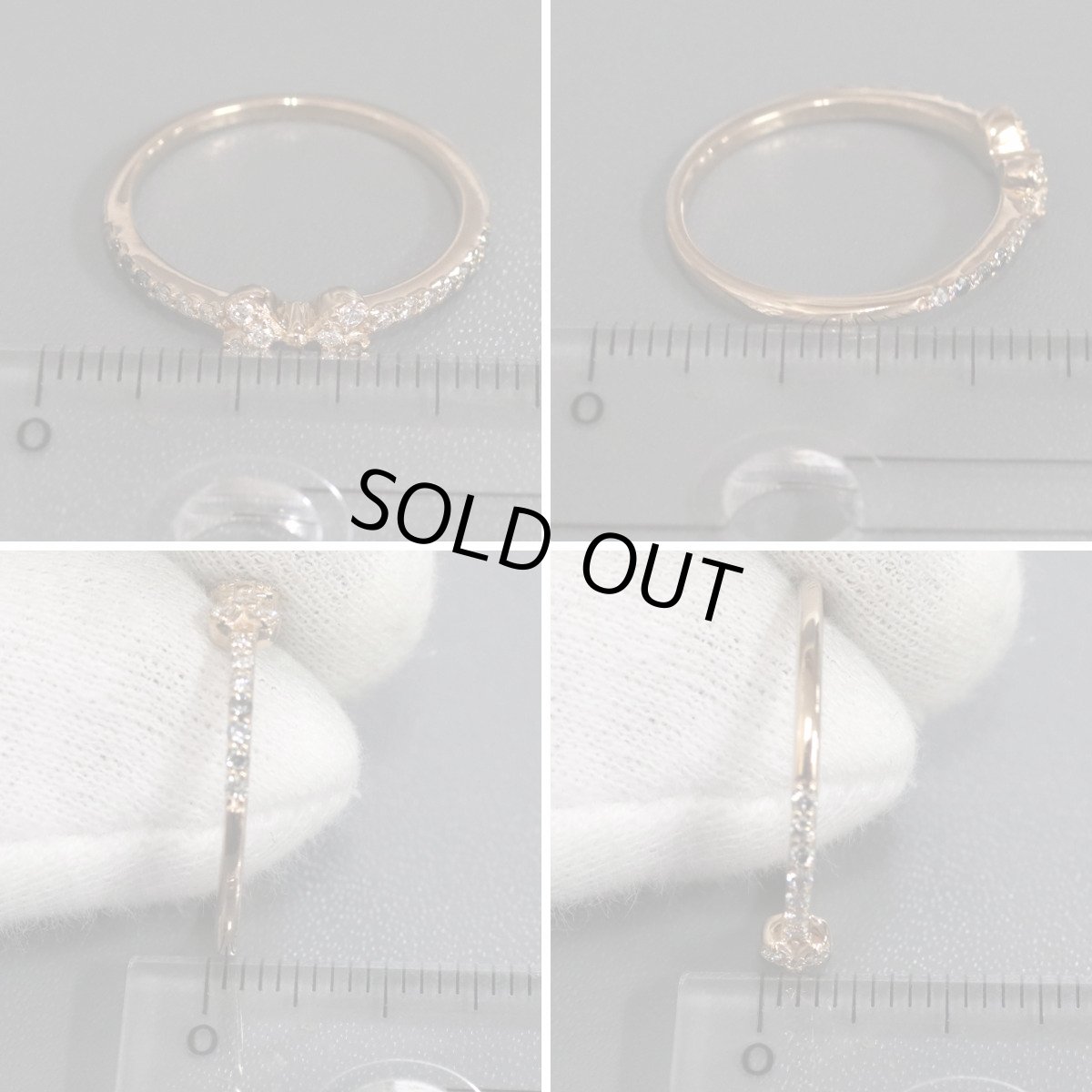 画像9: K18PGダイヤモンドリング リボンモチーフ D0.20 2.0g #14 (9)