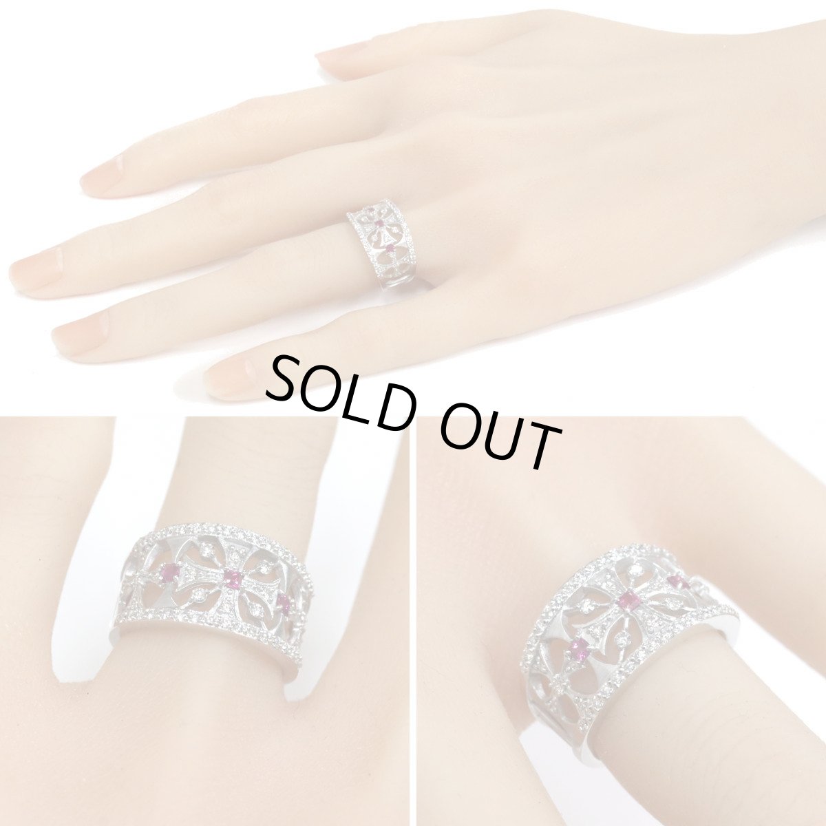 画像10: K18WGルビーダイヤモンドリング R0.14 D0.40 7.0g ＃11 ホワイトゴールド (10)