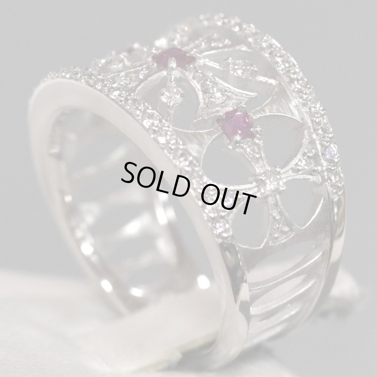 画像2: K18WGルビーダイヤモンドリング R0.14 D0.40 7.0g ＃11 ホワイトゴールド (2)