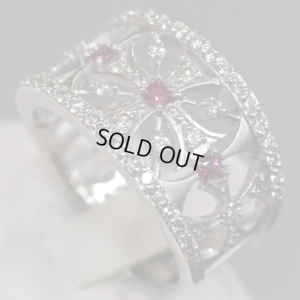 画像3: K18WGルビーダイヤモンドリング R0.14 D0.40 7.0g ＃11 ホワイトゴールド (3)